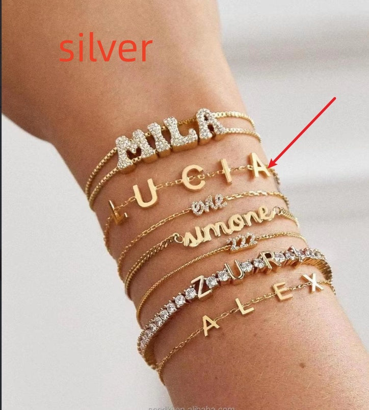 Personalized Name Bracelet Set (Custom Letter Jewelry Stack)