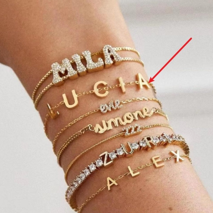 Personalized Name Bracelet Set (Custom Letter Jewelry Stack)